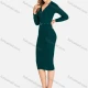 Wholesale Women's Casual Mock Neck Long Sleeve Slim Fit Button Knee Length Dress With Belt 2273# C651# Clothing Wholesale Market Liuhua