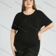 Wholesale Women's Plus Size Round Neck Short Sleeve Embroidery Casual Top Black Clothing Wholesale Market Liuhua