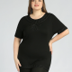 Women's Plus Size Round Neck Short Sleeve Embroidery Casual Top Black Clothing Wholesale Market -LIUHUA