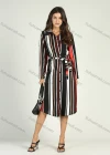 Wholesale Women's Casual Striped Lapel Long Sleeve Button Down Belted Midi Shirt Dress - Liuhuamall