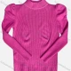 Wholesale Girl's Casual Mock Neck Long Sleeve Pullover Knit Sweater Pink Clothing Wholesale Market Liuhua