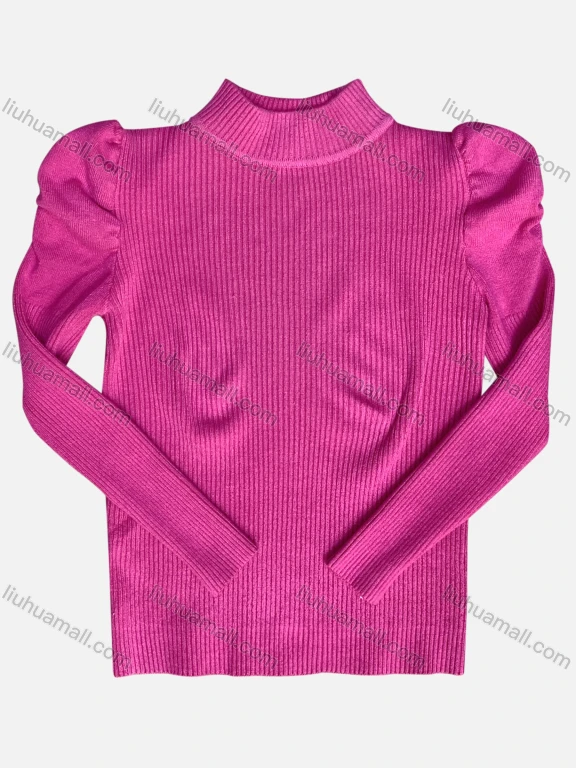 Wholesale Girl's Casual Mock Neck Long Sleeve Pullover Knit Sweater