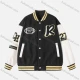 Wholesale Men's Casual Baseball Collar Snap Buttons Letter Print Baseball Jacket Black Clothing Wholesale Market Liuhua
