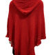 Women's Casual Plain Scarf Hem Tassel Trim Hollow Out Hooded Cape Red Clothing Wholesale Market -LIUHUA