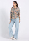 Wholesale Women's Long Sleeve Collared Button Front Plaid Print Casual Shirt - Liuhuamall