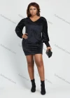 Wholesale Women's Fashion Velvet V Neck Backless Bodycon Mini Cocktail Dress - Liuhuamall