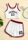 Wholesale Women's Sporty Contrast Crop Tank Top & Drawstring Elastic Waist Hot Shorts Set - Liuhuamall