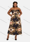Wholesale Women's Off Shoulder High Waist Baroque Print Maxi Tube Dress 28203A# - Liuhuamall