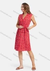 Wholesale Women's Casual Polka Dot V Neck Button Down Ruffle Hem Knee Length Sleeveless Shirt Dress With Belt - Liuhuamall