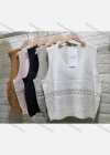 Wholesale Women's Casual Plain V Neck Hollow Out Pullover Tank Top - Liuhuamall