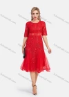 Wholesale Women's Elegant High Waist Embroidery Lace Hem Pleated Knee Length Dress - Liuhuamall