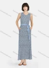 Wholesale Women's Milk Silk Soft Plaid Allover Print Round Neck Lounge Maxi Nightgown With Belt A22# - Liuhuamall