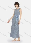 Wholesale Women's Milk Silk Soft Plaid Allover Print Round Neck Lounge Maxi Nightgown With Belt A22# - Liuhuamall