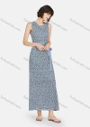 Wholesale Women's Milk Silk Soft Plaid Allover Print Round Neck Lounge Maxi Nightgown With Belt A22# - Liuhuamall