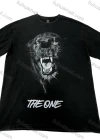 Wholesale Men's Solid Black Short Sleeve Tee – Ferocious Panther & 'THE ONE' Print, Minimalist Streetwear Bulk Order - Liuhuamall
