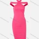 Wholesale Women's Sexy Halter Cross Straps Plain Bodycon Dress Deep Pink Clothing Wholesale Market Liuhua
