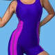 Women's One Piece Striped Colorblock Surfing Boyleg Athletic Swimsuit 2# Clothing Wholesale Market -LIUHUA