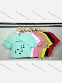 Wholesale Women's Sexy Crew Neck Slim Fit Short Sleeve Cut Out Crop Top, LIUHUA CLOTHING WHOLESALE