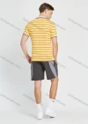 Wholesale Men's Casual Striped Print Contrast Collar Short Sleeve Polo Shirt - Liuhuamall