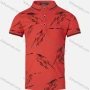 Wholesale Boys Casual Allover Leaf Print Striped Trim Short Sleeve Polo Shirt preview