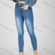 Wholesale Women's Casual Plain Rhinestone Patch Pocket Button Front High Waist Skinny Fit Jean Blue Clothing Wholesale Market Liuhua