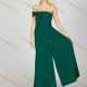 Wholesale Women's Glamorous Plain Ruched Sequin Beaded Decor Split Hem Maxi Evening Dress 7023# Green Clothing Wholesale Market Liuhua