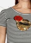 Wholesale Women's Casual Zebra Striped Sequin Round Neck Short T-Shirt Dress - Liuhuamall