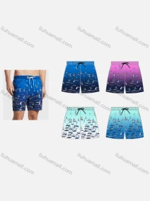 Wholesale Unisex Swim Trunks Quick Dry Gradient Graphic Drawstring Beach Shorts, LIUHUA CLOTHING WHOLESALE