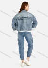 Wholesale Women's Casual Letter Embroidery Flap Pockets Ripped Button Down Distressed Crop Denim Jacket - Liuhuamall