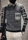Wholesale Men's Casual Letter Print Turn-down Collar Long Sleeve Sweater - Liuhuamall