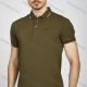 Wholesale Men's Casual Plain Letter Neck Short Sleeve Split Side Polo Shirt LF007# Army Green Clothing Wholesale Market Liuhua