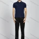 Wholesale Men's Casual Plain Letter Neck Short Sleeve Split Side Polo Shirt LF007# Royal Blue Clothing Wholesale Market Liuhua