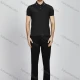 Wholesale Men's Casual Plain Letter Neck Short Sleeve Split Side Polo Shirt LF007# Black Clothing Wholesale Market Liuhua