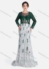 Wholesale Women's Elegant Crew Neck Rhinestone Stiching Color Evening Dress - Liuhuamall