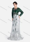 Wholesale Women's Elegant Crew Neck Rhinestone Stiching Color Evening Dress - Liuhuamall
