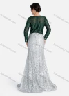 Wholesale Women's Elegant Crew Neck Rhinestone Stiching Color Evening Dress - Liuhuamall