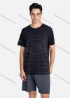 Wholesale Men's Sporty Crew Neck Breathable Striped Letter Print Quick Drying T-shirts - Liuhuamall