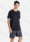 Wholesale Men's Sporty Crew Neck Breathable Striped Letter Print Quick Drying T-shirts - Liuhuamall