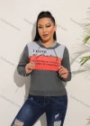 Wholesale Women's Casual Hooded Kangaroo Pocket Colorblock Letter Hoodies - Liuhuamall