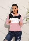 Wholesale Women's Casual Hooded Kangaroo Pocket Colorblock Letter Hoodies - Liuhuamall