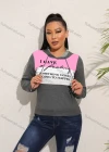Wholesale Women's Casual Hooded Kangaroo Pocket Colorblock Letter Hoodies - Liuhuamall