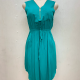 Women's Casual V Neck Half-zip Sleeveless Drawstring Curved Hem Midi Dress Blue Clothing Wholesale Market -LIUHUA