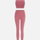 Women's Sporty Quick Dry Sheer Lace Tank Top & Patch Pocket Leggings Set 9990# Pink Clothing Wholesale Market -LIUHUA
