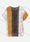 Wholesale Women's Splicing Rib Knit Round Neck Short Sleeve Drop Shoulder Knit Top - Liuhuamall