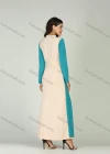 Wholesale Women's Casual & Fashion Collar Zip Long Sleeve Two Tone Drawstring Pearl Decor Maxi Dress - Liuhuamall