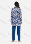Wholesale Women's Collared Allover Leaf Print Long Sleeve Lounge Pajama 2 Piece Set - Liuhuamall