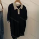 Wholesale Women's Casual Collared Short Sleeve Polo Shirt M921# Black Clothing Wholesale Market Liuhua