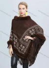 Wholesale Women's Casual Batwing Sleeve Vintage Print Fringe Trim Poncho - Liuhuamall