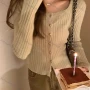 Wholesale Women's Casual Square Neck Plain Button Down Knit Cardigan 8157# preview
