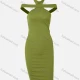 Wholesale Women's Sexy Halter Cross Straps Plain Bodycon Dress 49# Clothing Wholesale Market Liuhua